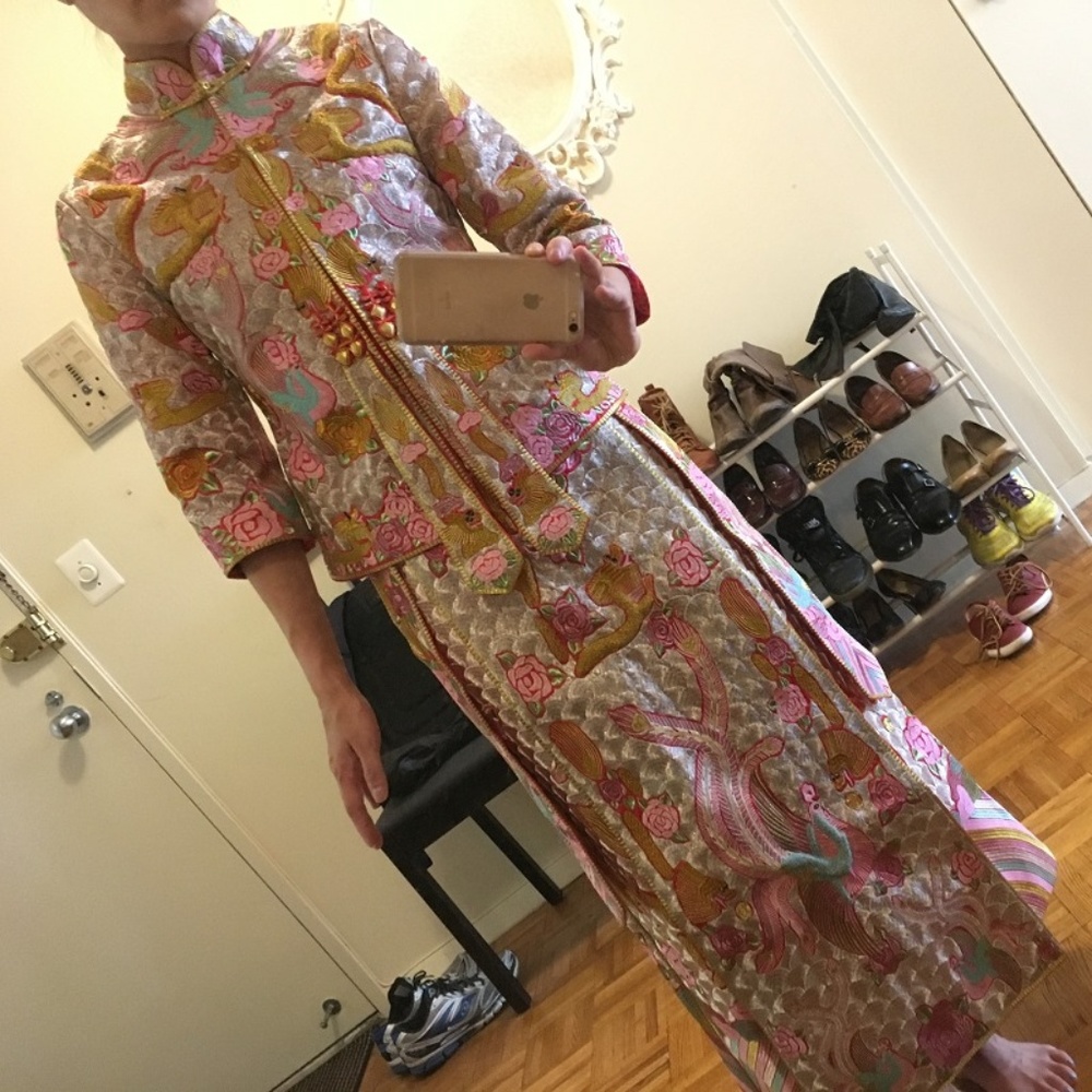 Tea ceremony qun kwa qi pao red wedding dress